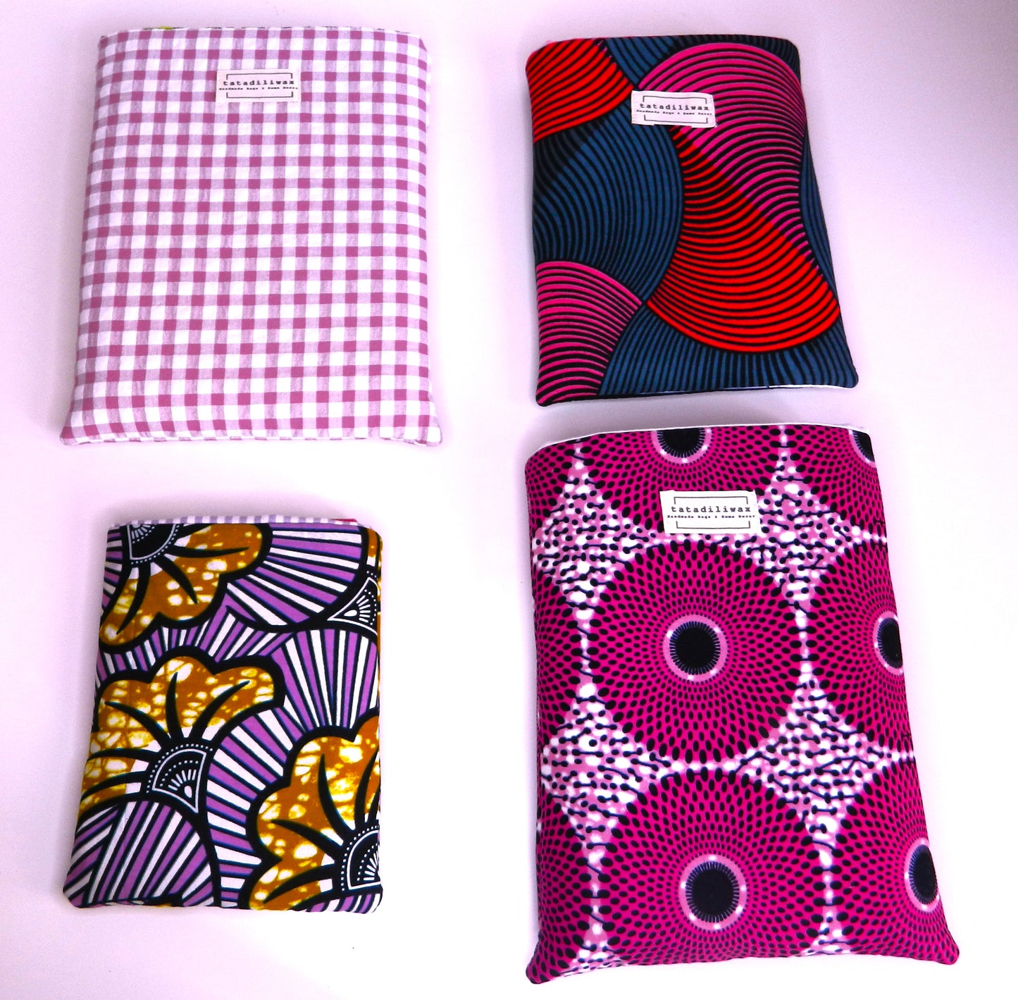 Funda de libro Nina estampado gráfico rosa rojo y gris