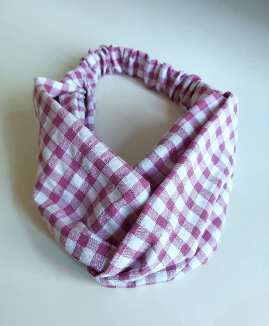 Lily headband lavender, fuschia, sage gingham 